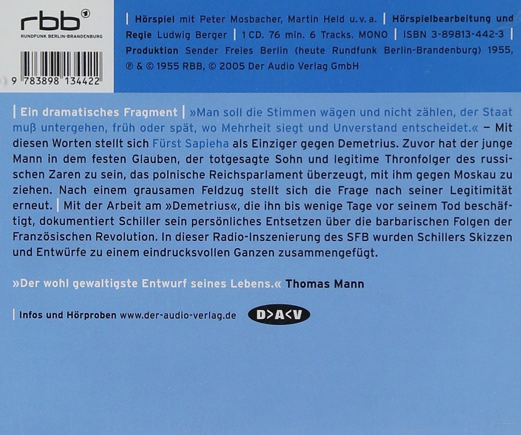 Dramen. Hörspieledition: Demetrius. CD