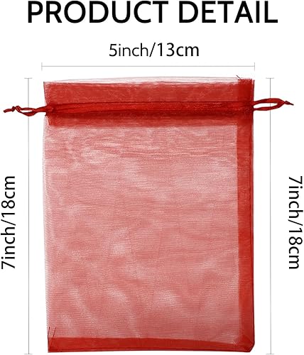 Miniatura 43 de Wudygirl 100 bolsas de organza gris transparente de 5 x 7 pulgadas con cordón transparente, bolsas de joyería para fiestas, bodas, vacaciones