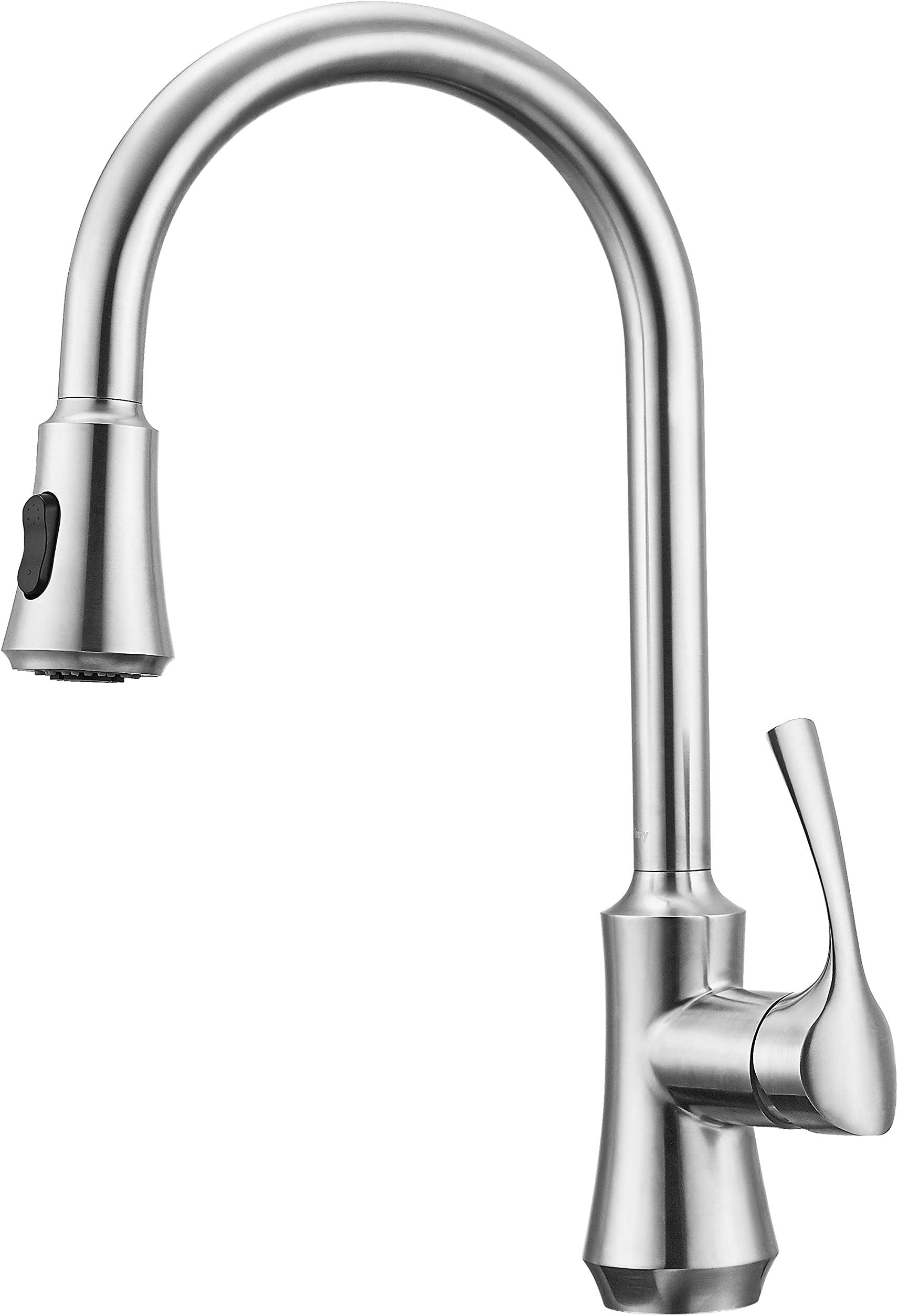 Primy Kitchen Faucets with Pull Down Sprayer Modern Heavy Duty Lead-Free Single Handle High-Arc Kitchen Sink Faucet With Deck Plate, Height 18-15/64", Solid Spot Resist Stainless Steel
