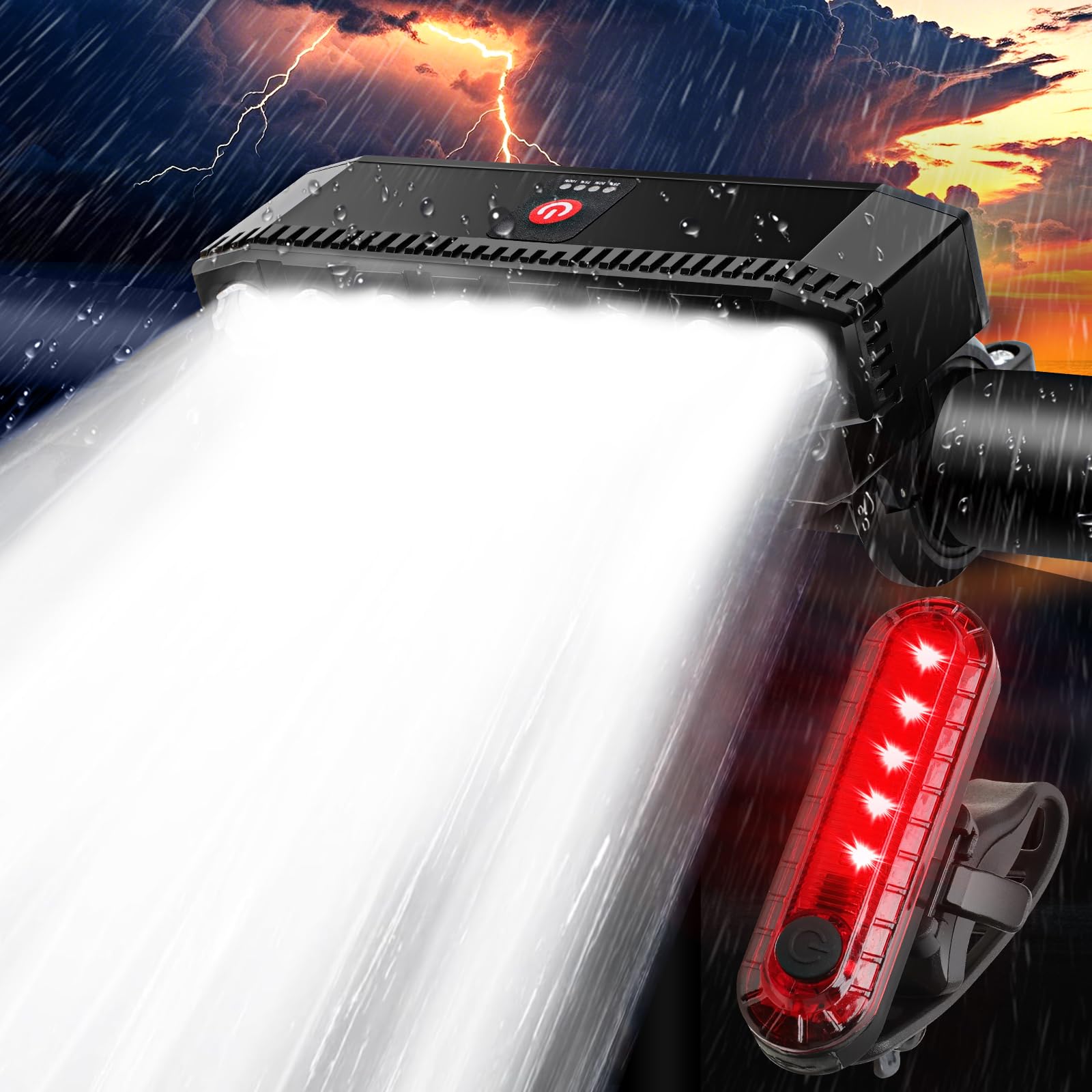 Luci per bici 9500 lumen super luminose luci per bici per guida notturna 8LED 20 SMD luce per bicicletta Runtime 36+ ore faro bici impermeabile USB ricaricabile luci per bici anteriore e