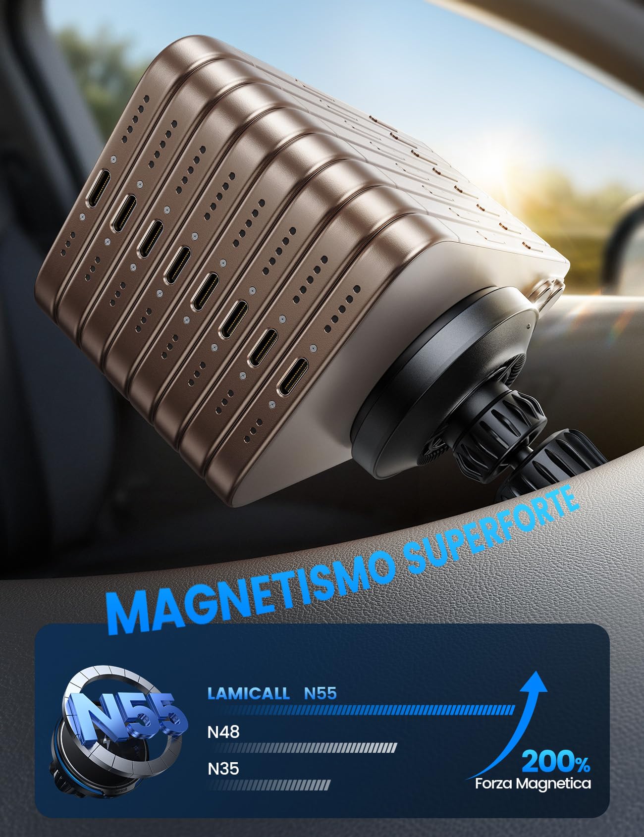 Lamicall 15W Caricatore Wireless Auto per MagSafe - [Ultra Magnete] Porta Cellulare Auto per Magsafe con Gancio Metallo, per Griglia di Aerazione, Ricarica Rapida Wireless per iPhone 17 16 15 14 13 12