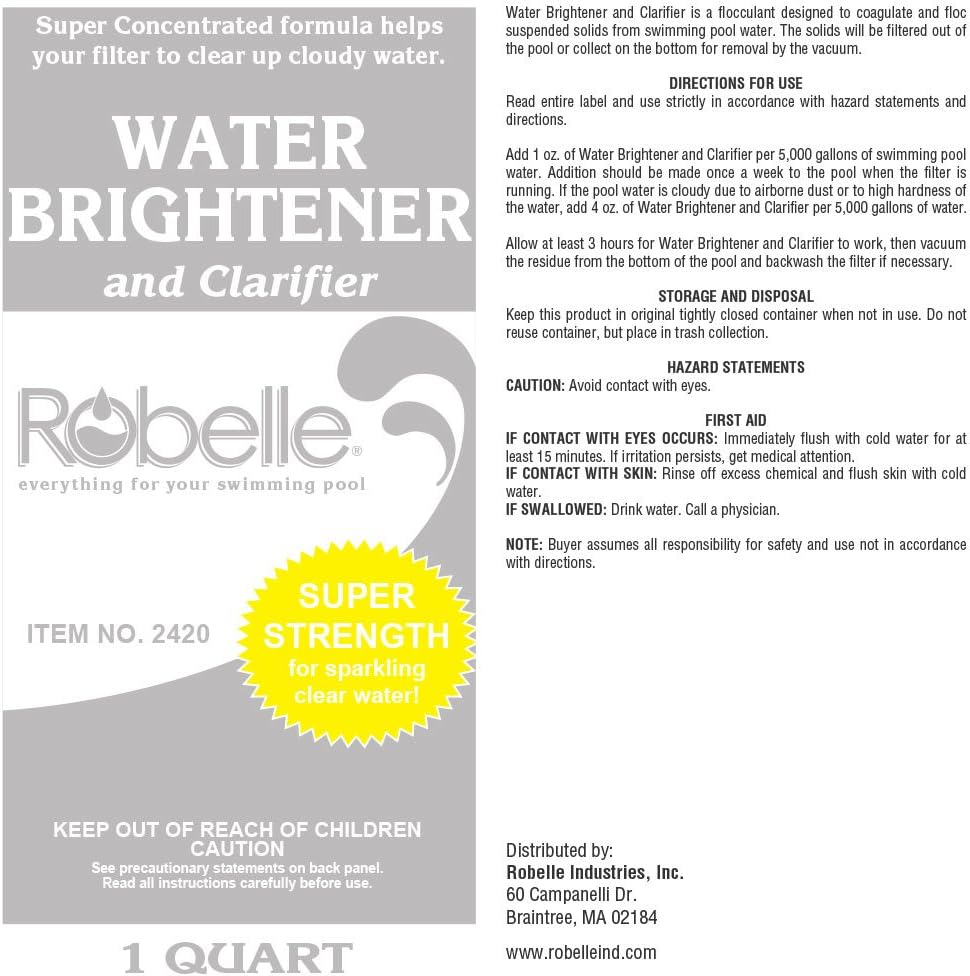 Robelle 1-Quart 4-Pack Premium Water Brightener and Clarifier, Pool Clarifier, Made in USA