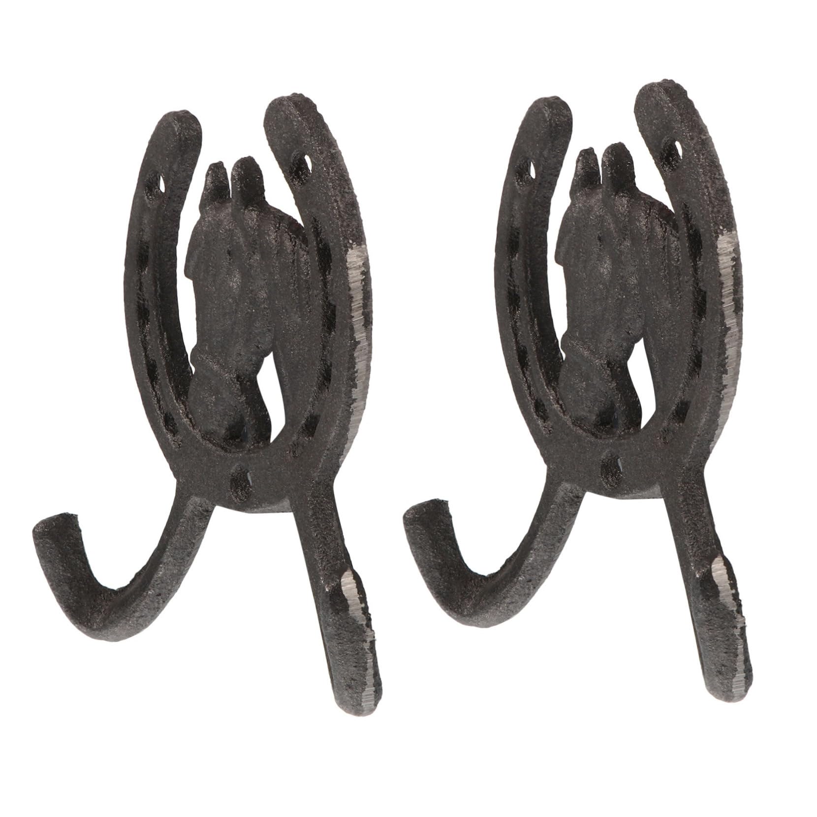 FONDOTIN 2 Piezas Cabeza De Caballo Con Doble Gancho Montado En La Pared Gancho Toallero Gancho De Herradura Ganchos Para Colgar En La Pared Hierro Fundido Niño Gancho De Puerta Porche