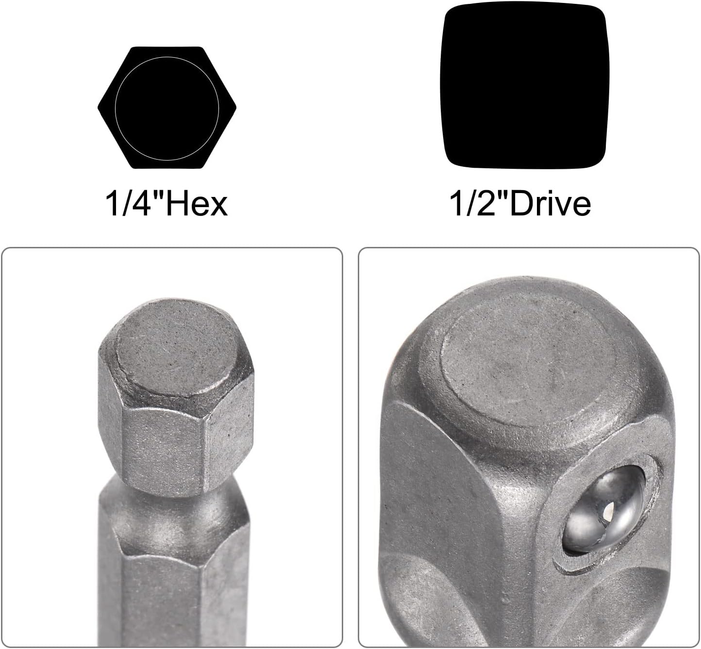 uxcell 1/2" Drive Socket Accessory Set, 22mm Deep 6-Point Impact Socket 8" Length and 1/4" Hex Shank Adapter