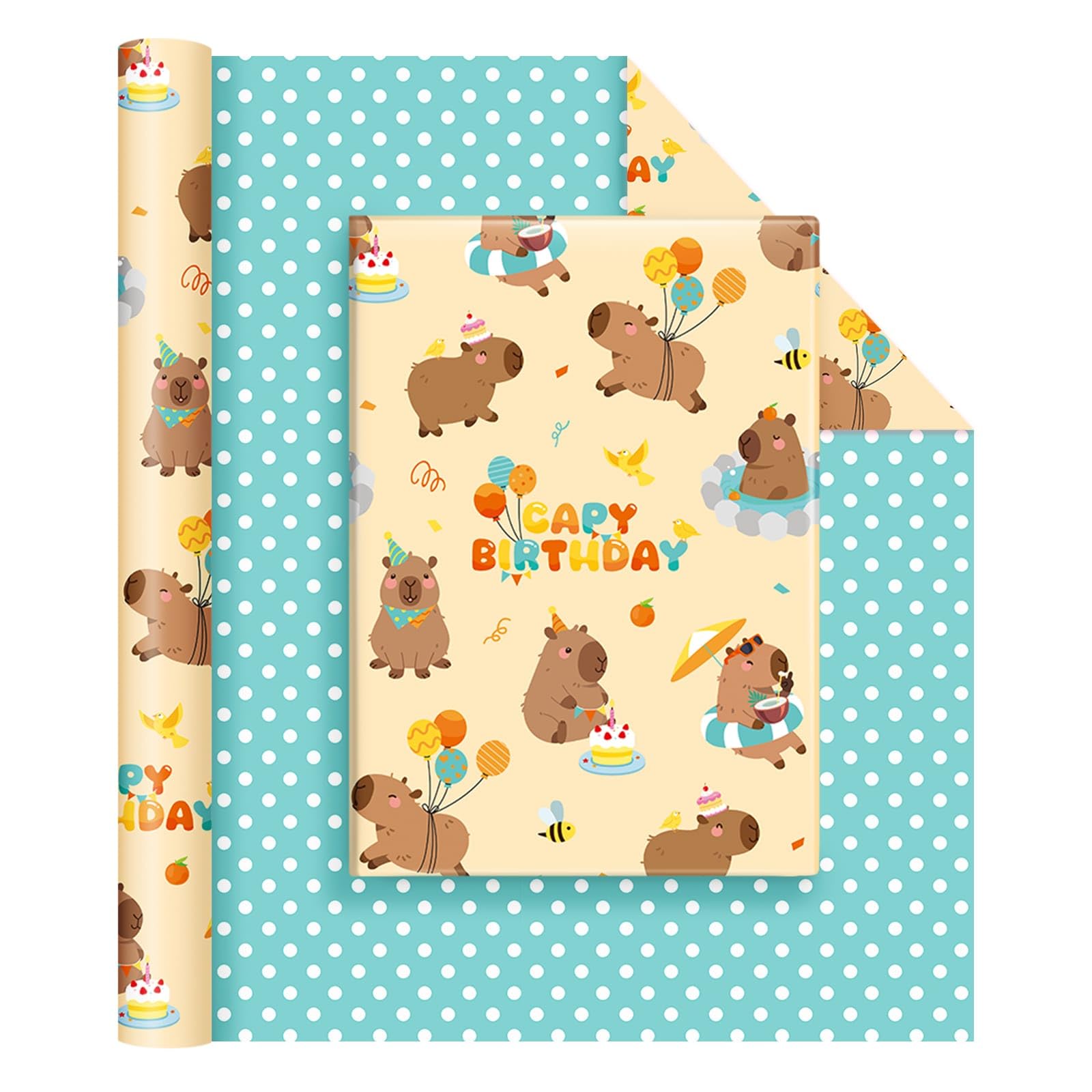 WERNNSAI Kapibala Wrapping Paper Roll