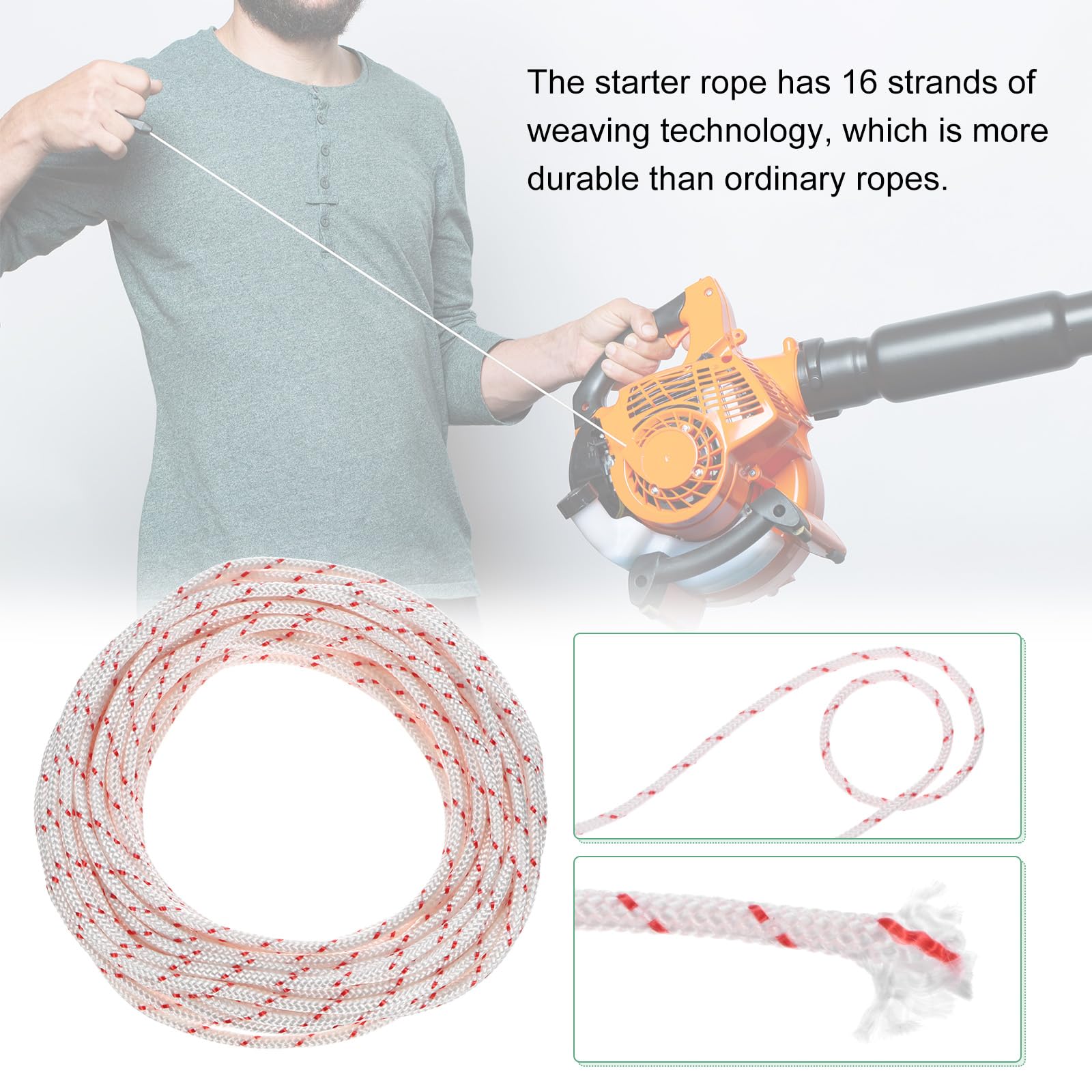 METERXITY Recoil Starter Rope - 3.5mm X 10m Nylon Pull Cord With Handles For Mowers, Chainsaws, Trimmers