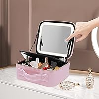 Geïntegreerde make-up opbergdoos met lichtvullende spiegel, LED complementaire lichte cosmetische koffer, draagbare make-upspiegel met licht, draagbare cosmetische opbergkoffer geschenken (kleur: wit