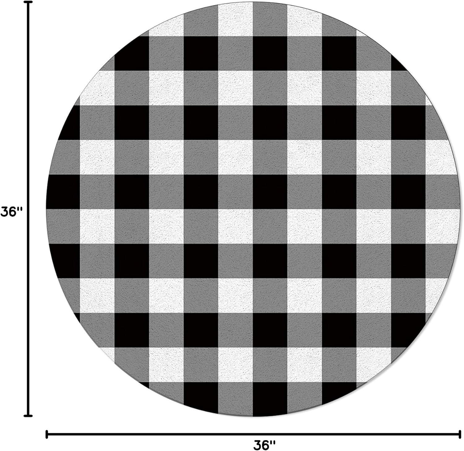 Black and White Checkered Round Area Rugs, Farmhouse Buffalo Plaid Non-Skid Children Playing Mat, 3ft Soft Circle Farmhouse Rugs for Living Room, Bedroom, Dining Room