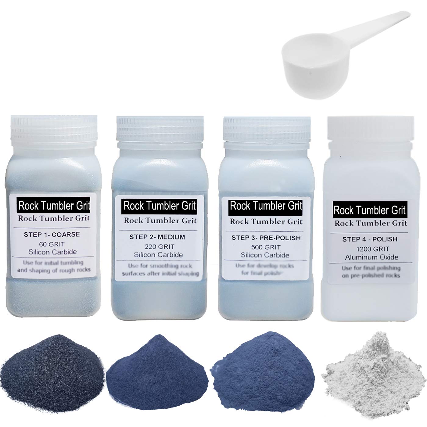 Rock Tumbler Refill Grit Media Kit (1.4kg) 4Steps for Tumbling Stones