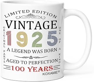 Vintage 1925 Coffee Mug, 100th Birthday Gifts For Men Women, 100 Year Old Birthday Gifts For Him Her, Gift Ideas For Mom Dad Husband Wife Papa Grandma Turning 100 (100th)