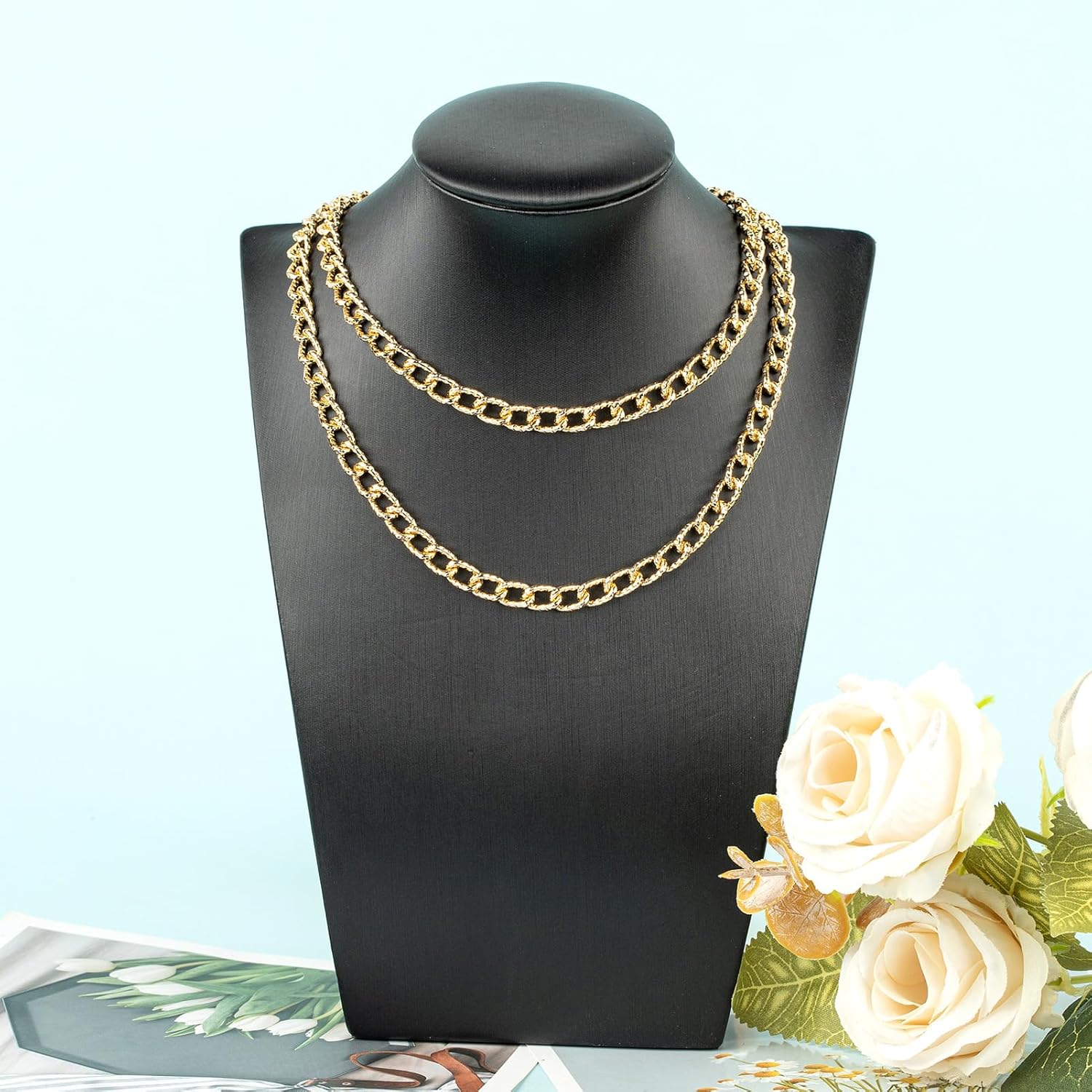 YOUBEIYEE 33 Feet Gold Plated Chain for Jewelry Making Aluminum Embossed Cable Necklace Chain for Women Jewelry Making Supplies - Image 7