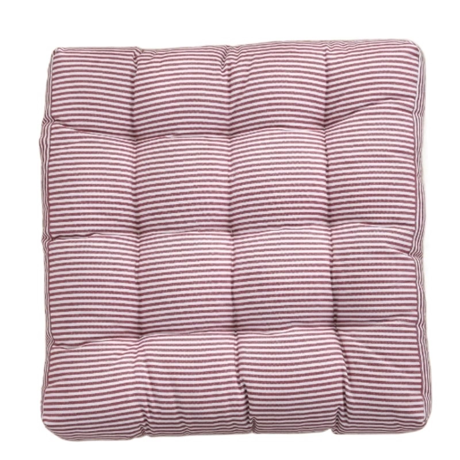 Coussin de siège sol carré rayé rouge 53x53 cm matelassé pour chaise de jardin extérieur