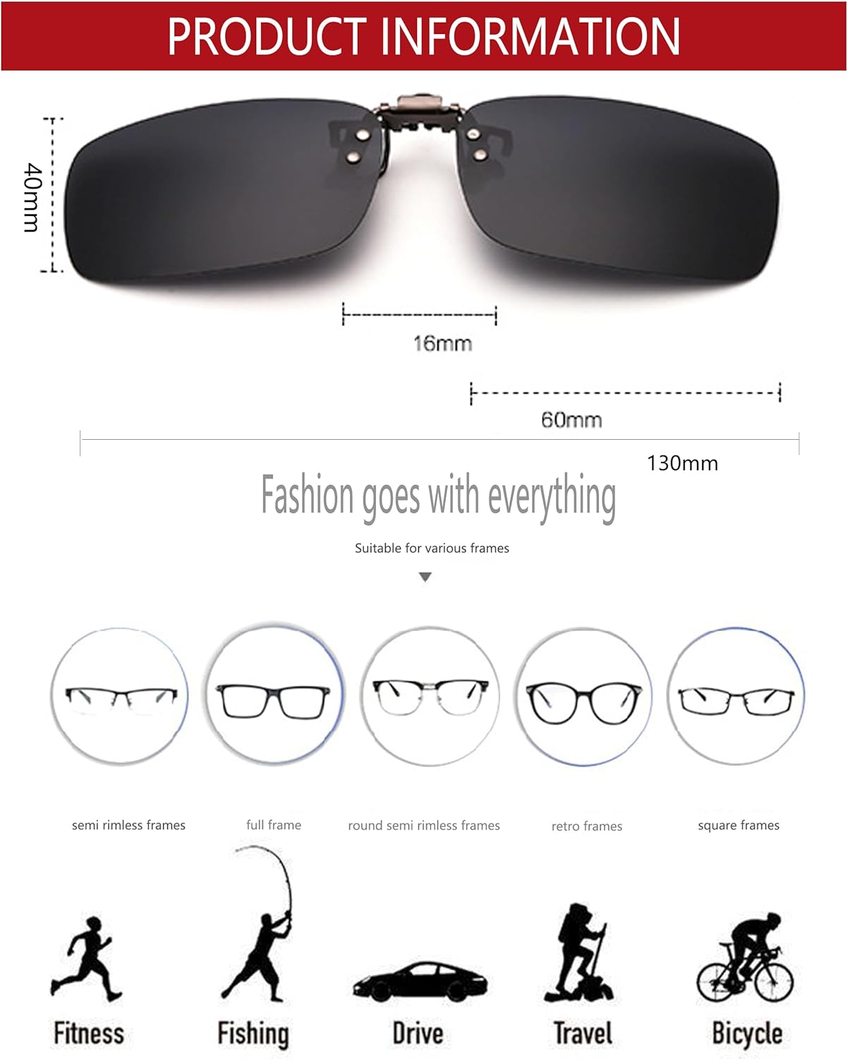 Onrtry Polarized Clip-On Flip Up Sunglasses Over Prescription Glasses for Women Men Metal Clip Rimless Sun Glasses - Image 6