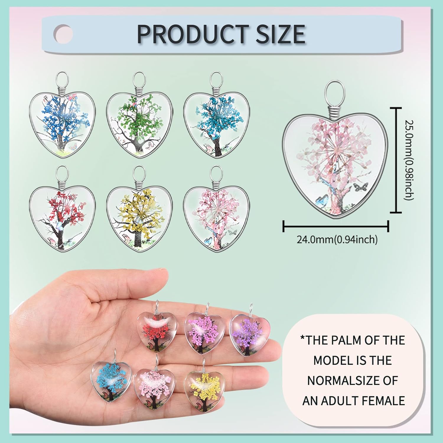 10Pcs Mix Dried Flower Tree Pendant Tree of Life Charms Lacework Transparent Glass Beads Pendant for Diy Jewelry Necklace Making - Image 2