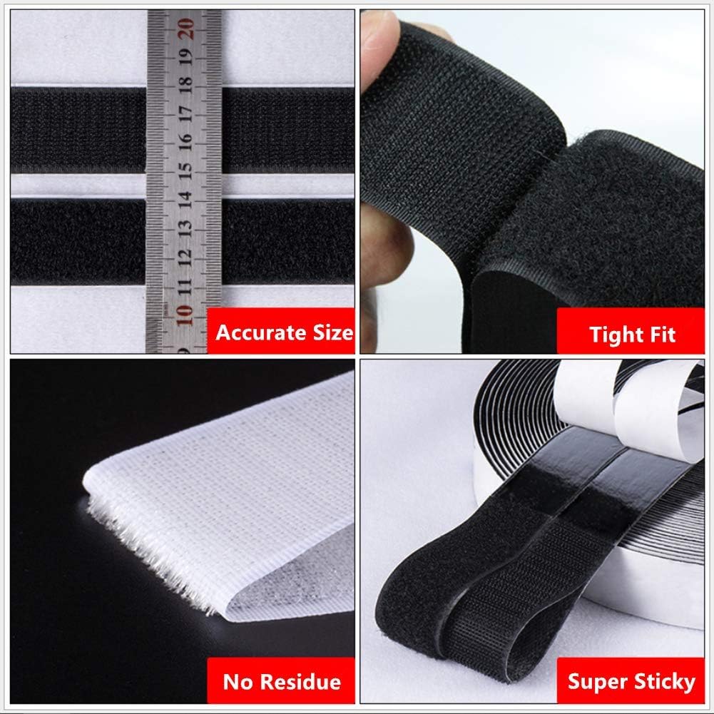 Back Sticky Hook and Loop Tape Black Color 3/4 Inch x 16.4 FT Self Adhesive Hook & Loop Strips Fasteners Sticky Interlocking Tape Black Hook & Loop Strips with Adhesive Mounting Tapes : Industrial & Scientific