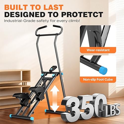 Miniatura 3 de Stair Stepper for Home Gym, 350 lbs Capacity Cardio Machine with Adjustable Height, Non-Slip Pedals, LCD Display, Foldable Design for Full Body