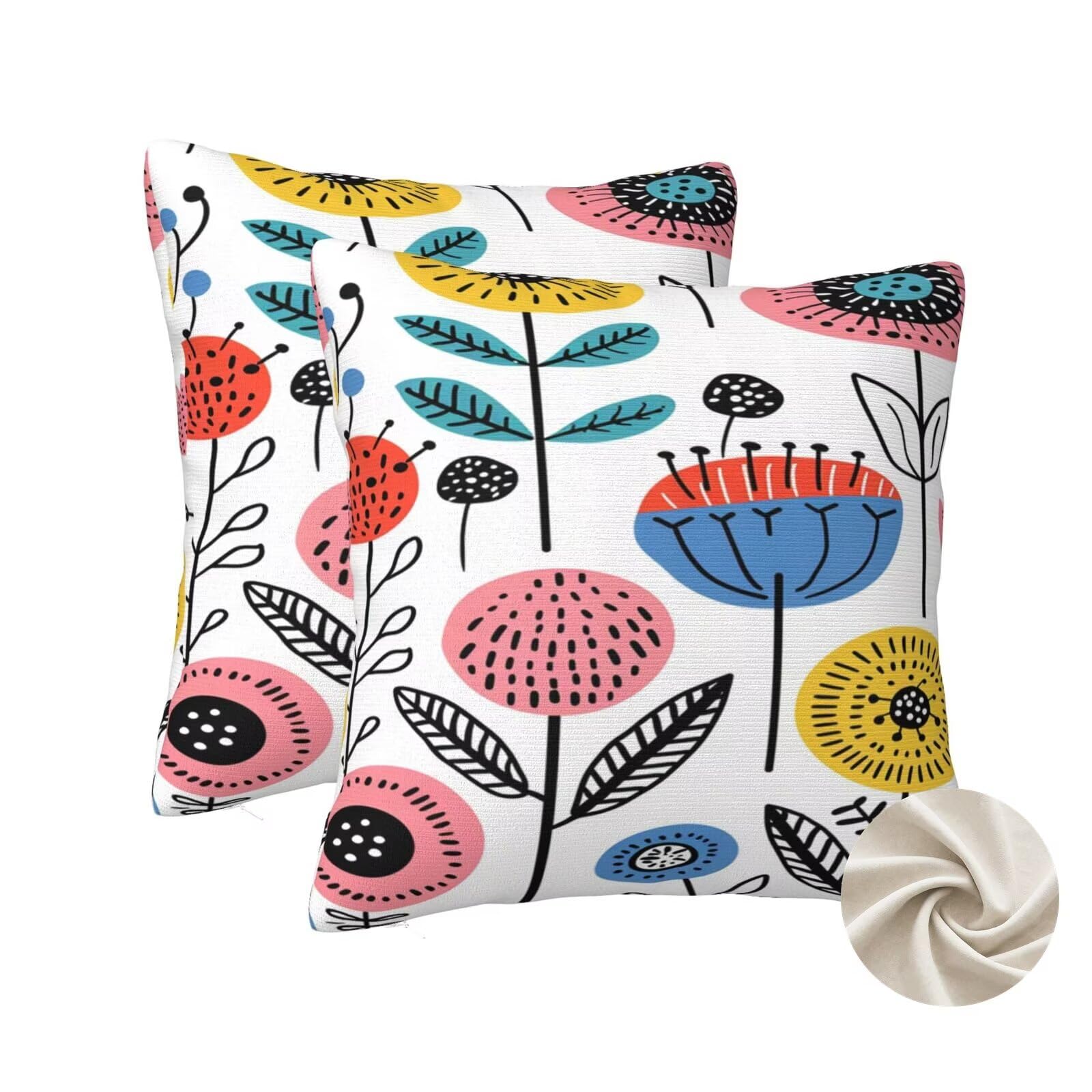 Housses de coussin 70x70 cm lot de 2 à motif dessin animé fleuri pour canapé zt117