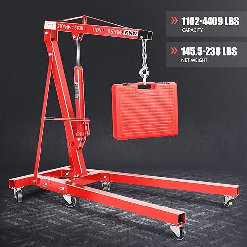 Miniatura 6 de DNA MOTORING Elevador hidráulico plegable de 2 toneladas de elevación de la grúa de la tienda del selector de la cereza con las ruedas para la