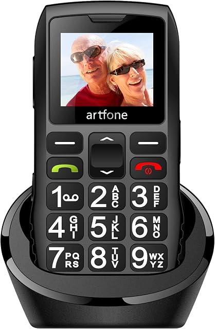 artfone Telefon Komórkowy z Dużymi Przyciskami, Bez Umowy z Przyciskiem Alarmowym SOS, 1400mAh i Podstawka do ładowania, Odpowiednie dla Osób Starszych