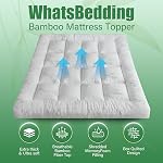 WhatsBedding 5 Inch Memory Foam Mattress Topper Twin Size for Back Pain Relief, with Cooling Breathable Bamboo Viscose Air Layer, Soft Pillow Top Mattress Topper, 75x39x5in