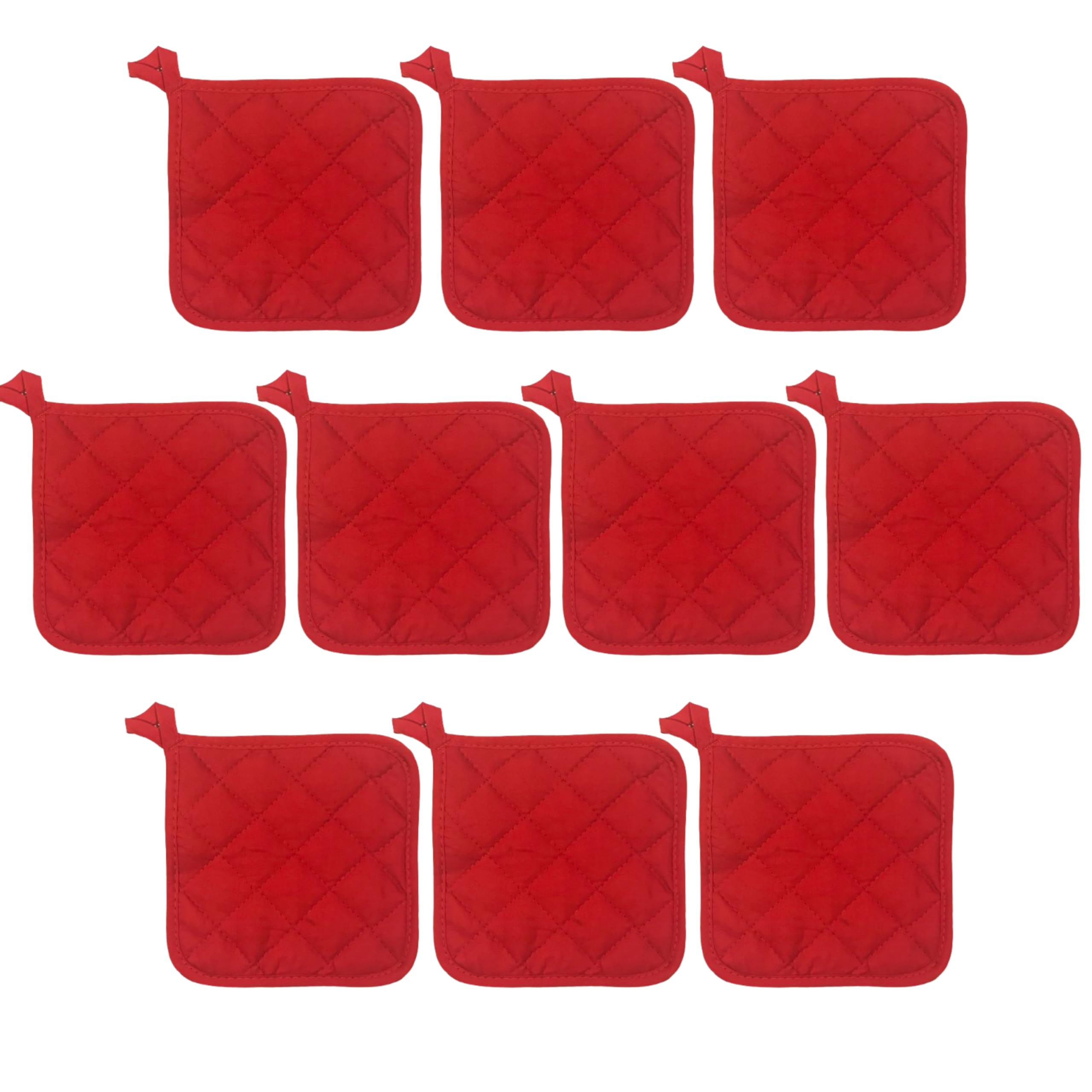 Agarraderas para manualidades y costura creativa con este pack de 10 piezas rojas cuadradas