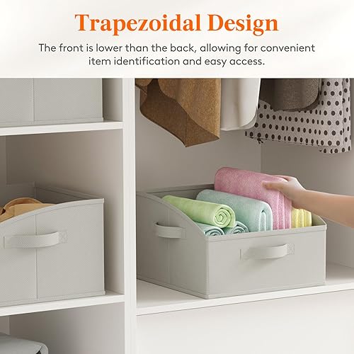 Miniatura 3 de Lifewit Contenedores de almacenamiento de armario trapezoidales medianos para estantes, paquetes de 6 cestas organizadoras de armario no tejidas con