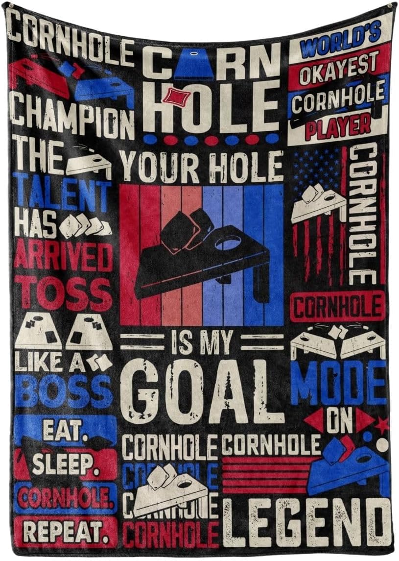 Cornhole Gifts for Men, Women, Cornhole Blanket 50" x 65", Funny Cornhole Gifts for Cornhole Lovers on Christmas, Birthday