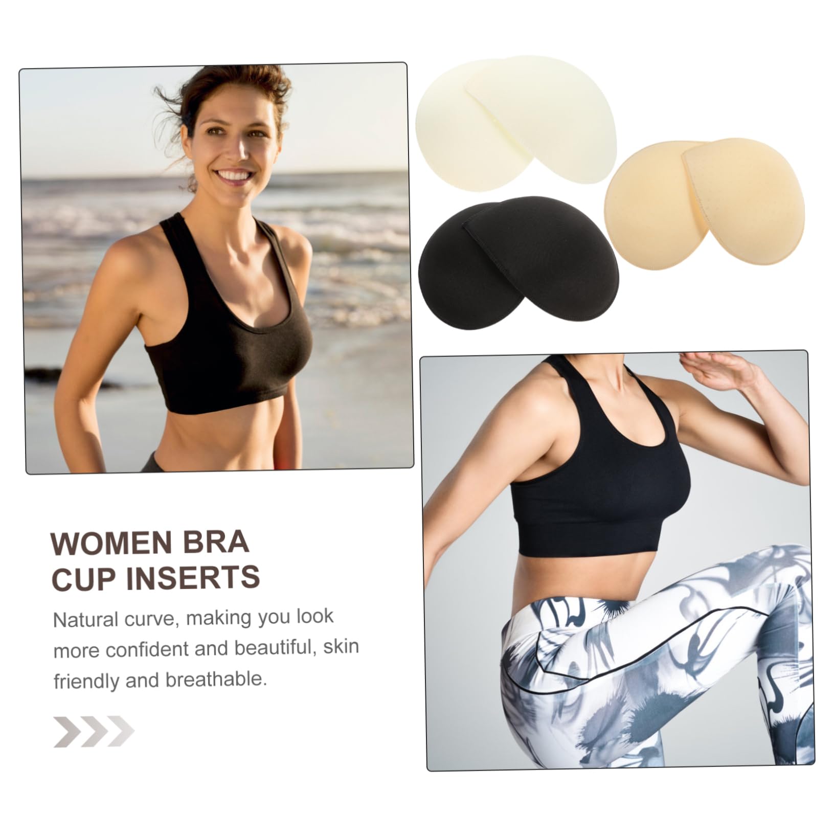 24pares Almohadillas De Esponja Para Sujetadores De Inserciones Invisibles Para Bikini y Ropa Deportiva Reutilizables y Cómodas y Negro