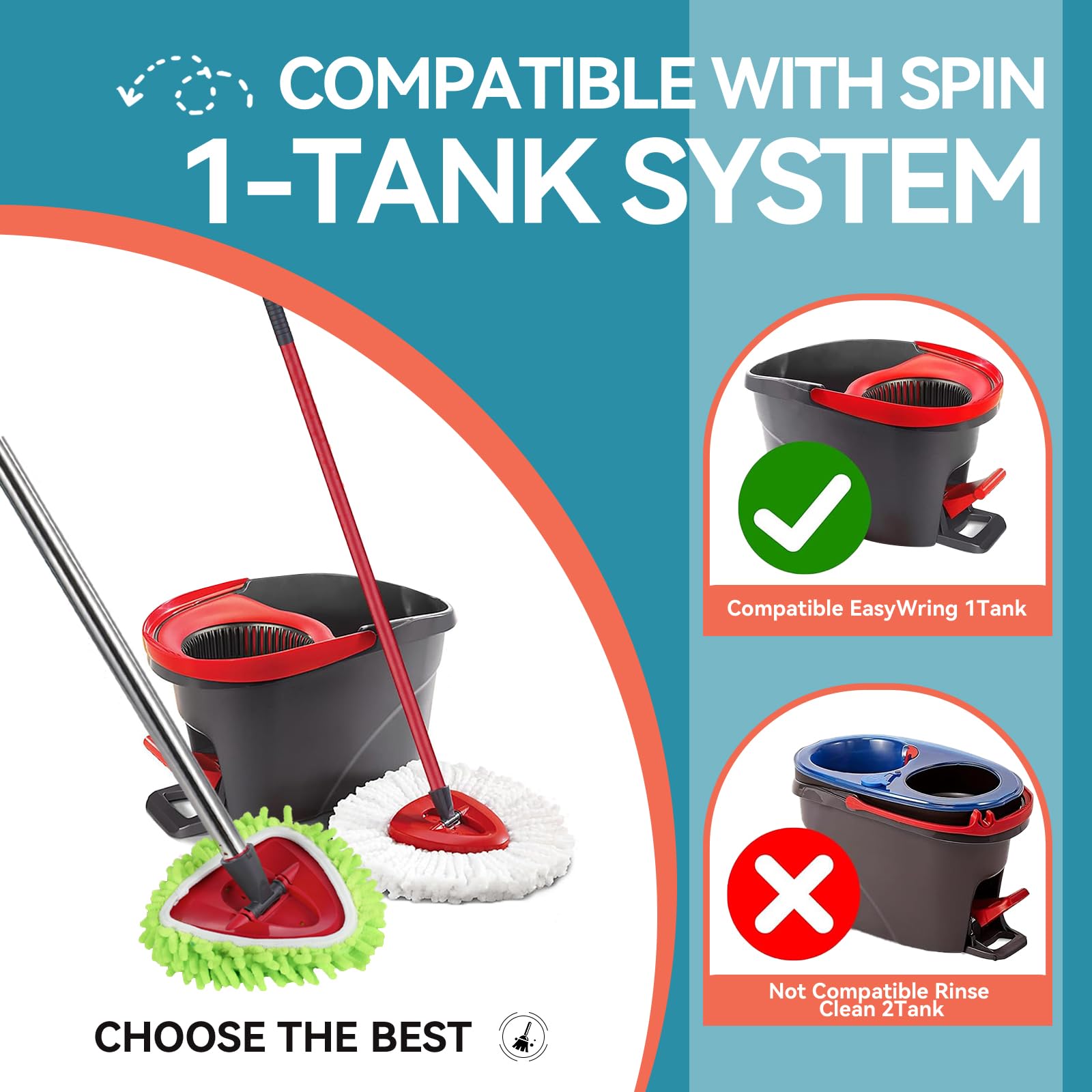 7 Pack Mop Replacement Heads for O-Ceda Mop Replace Head EasyWring Spin Mop Heads Replacements, Microfiber Spin Mop Refills, Cleaning Mop Head for Living Room& Bath Tool