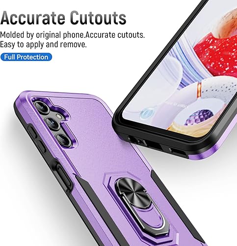 Miniatura 9 de Funda para Samsung Galaxy A14 5G con protector de pantalla con anillo de soporte, resistente protección de grado militar a prueba de golpes para