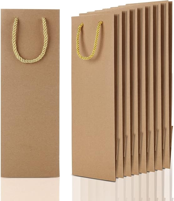 AKOLAFE 30PCS Kraft Paper Wine Gift Bags Bottle Gift Bags Bulk Cheap Brown Wine Bags Gift Multipack Bottle Bags for Wine Bottle Wine Bag with Twisted Handles for Christmas, Wedding, Party