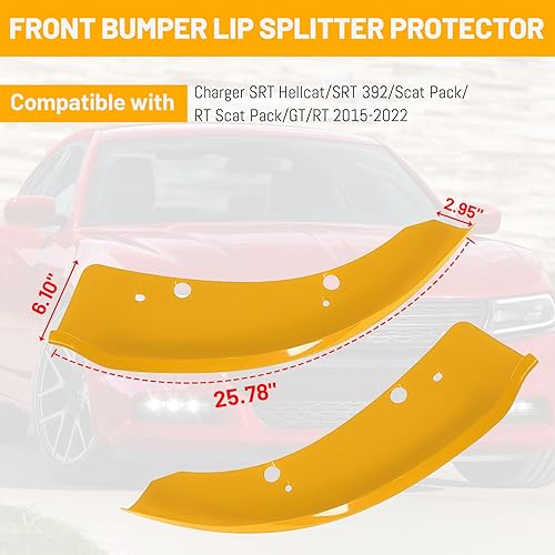 Miniatura 4 de Protector de parachoques delantero compatible con Dodge Charger SRT 2015-2020, accesorios exteriores, amarillo