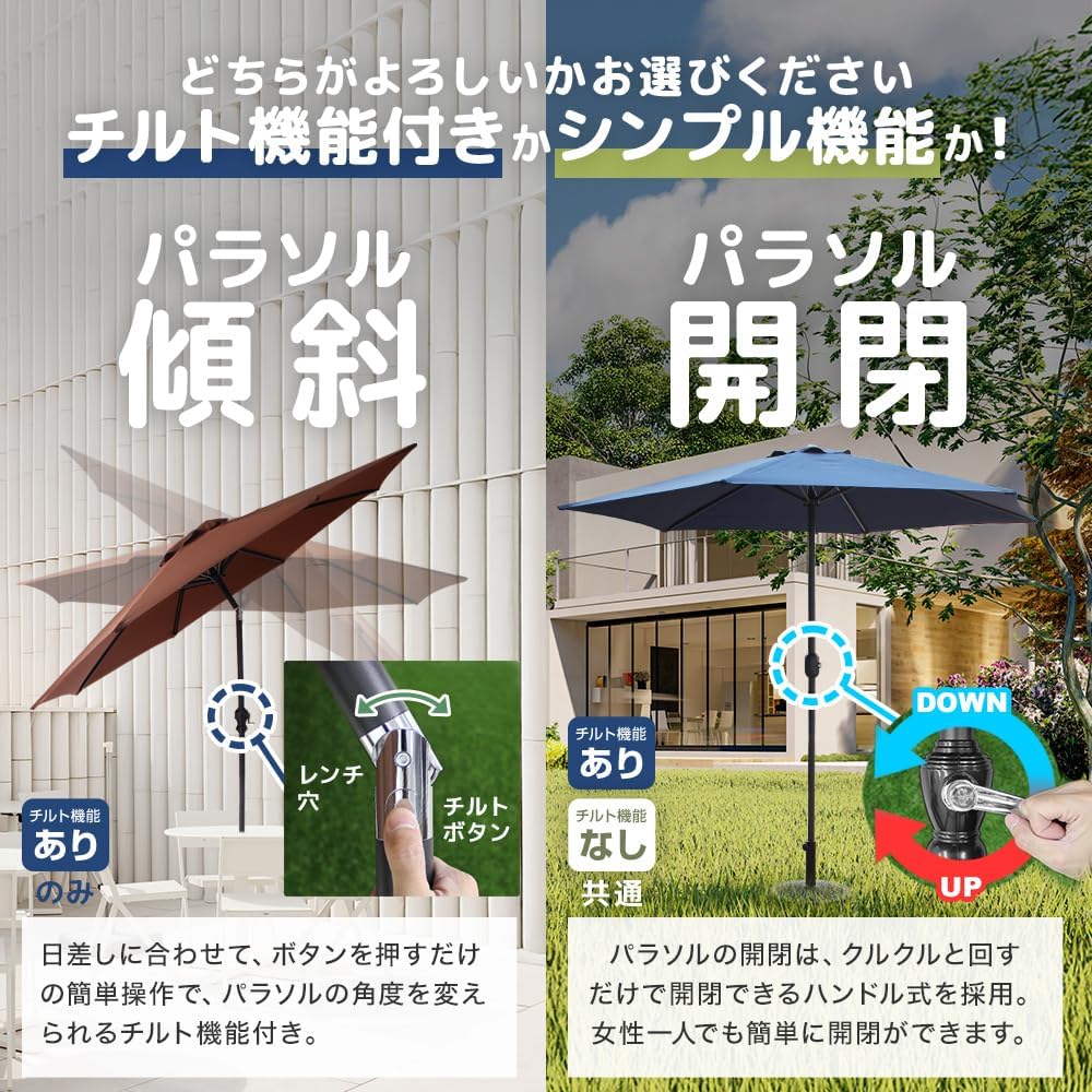 Amazon | WEIMALL ガーデンパラソル 270cm 大型 風に強い UVカット