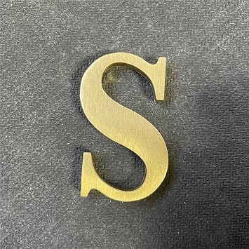 2.6Inch Soild Brass Sticker English Letters, Metal Alphabet Letters Ornament, Wall Self Adhesive Letters and Numbers, House Address Signage, Door Numbers, letters Decor Hardware Letter S