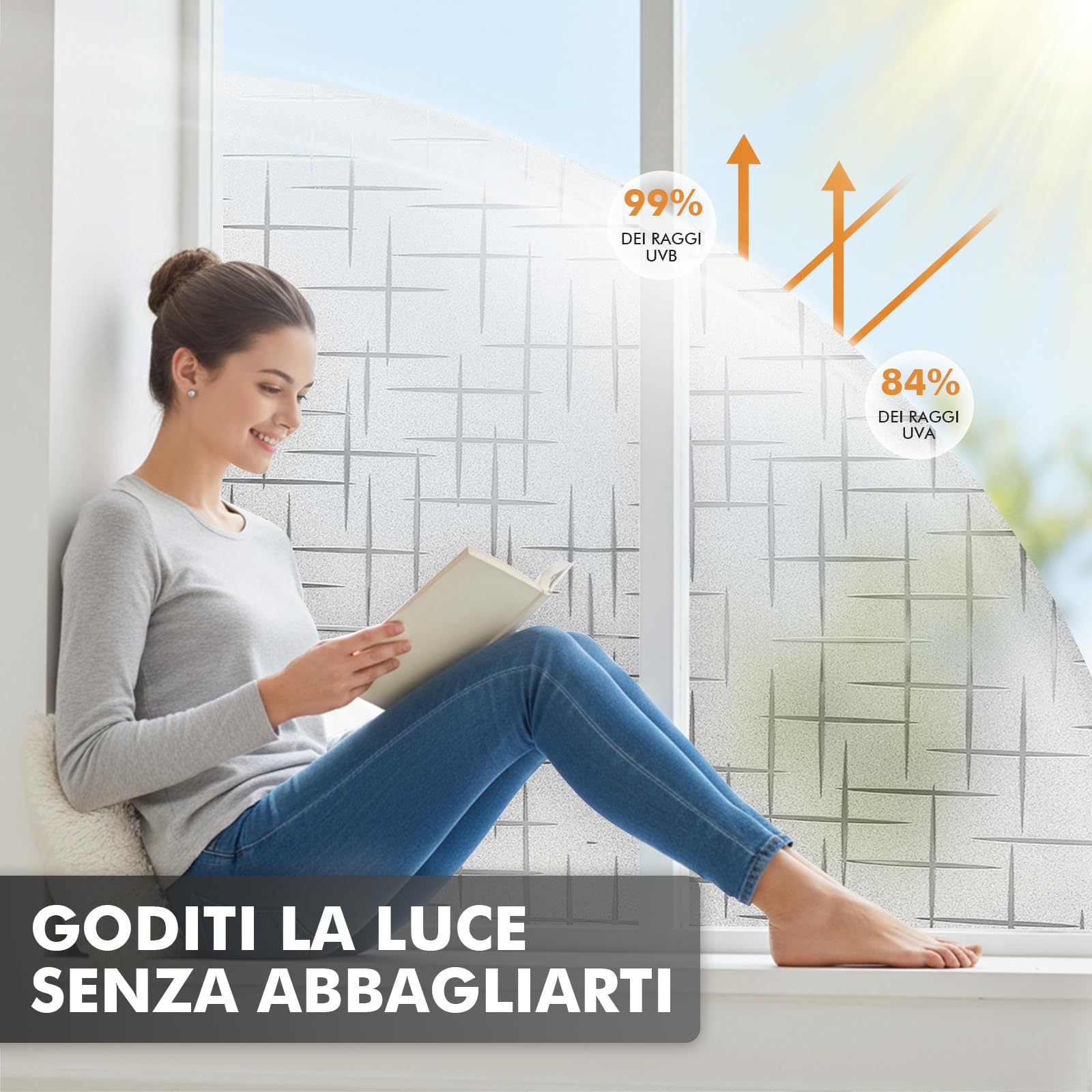 shinfly Opaca Pellicola per Vetri Finestre Privacy, Pellicola Adesiva per Vetri Elettrostatica 90x200cm, Protettiva anti-UV, Window Film Adatto per Ufficio Bagno Camera da Letto Soggiorno Cucina