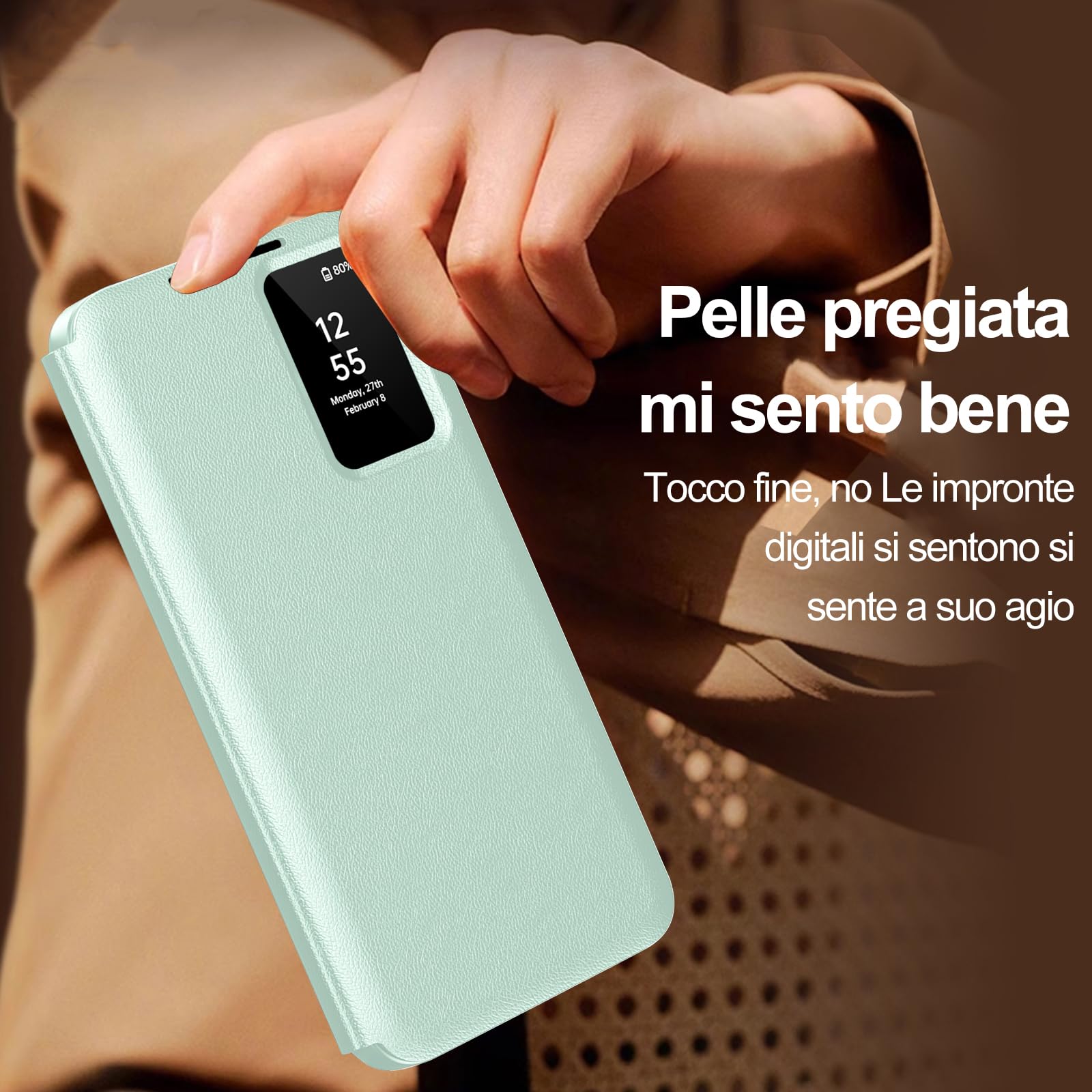 Cover per Samsung Galaxy S23 Ultra Custodia Portafoglio Pelle PU Wallet e Porta Carte Case Flip Libro Con Finestra di Visione Notifiche Cover Antiurto Custodia per Samsung S23 Ultra 5G Case