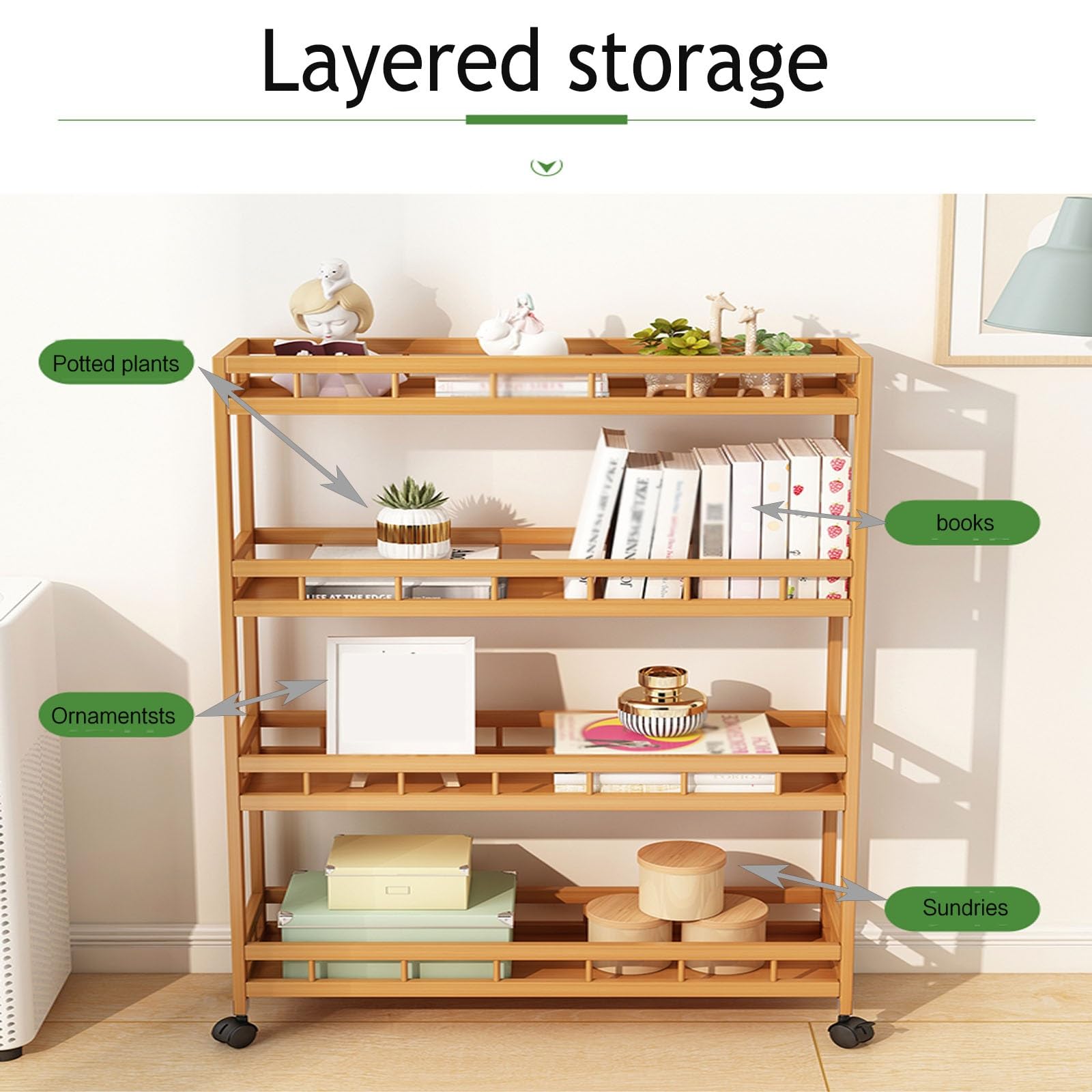 Carrello di laminazione del bambù Sottile 3 Tier Space Saving Utility Trolley con Ruote per la Stretta Gap Cucina Bagno Lavanderia Organizzatore Rack Mobile Scaffalatura
