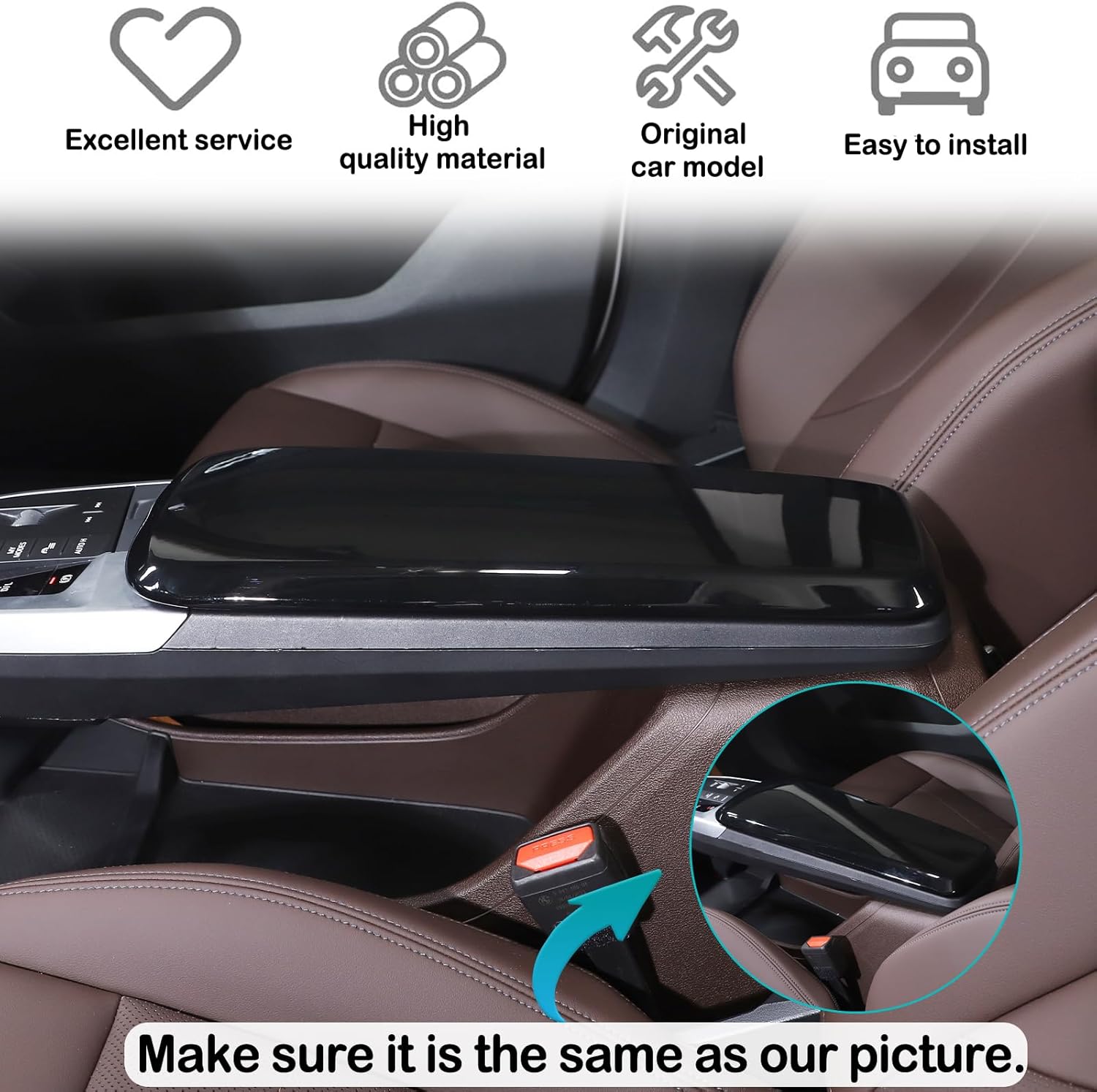 Center Console Protector Pad Automobile Waterproof Armrest Box Cover Compatible with BMW X1 U112023-2024 Car Armrest Box Panel Protect Trim Interior Accessories（ABS,Piano Black）