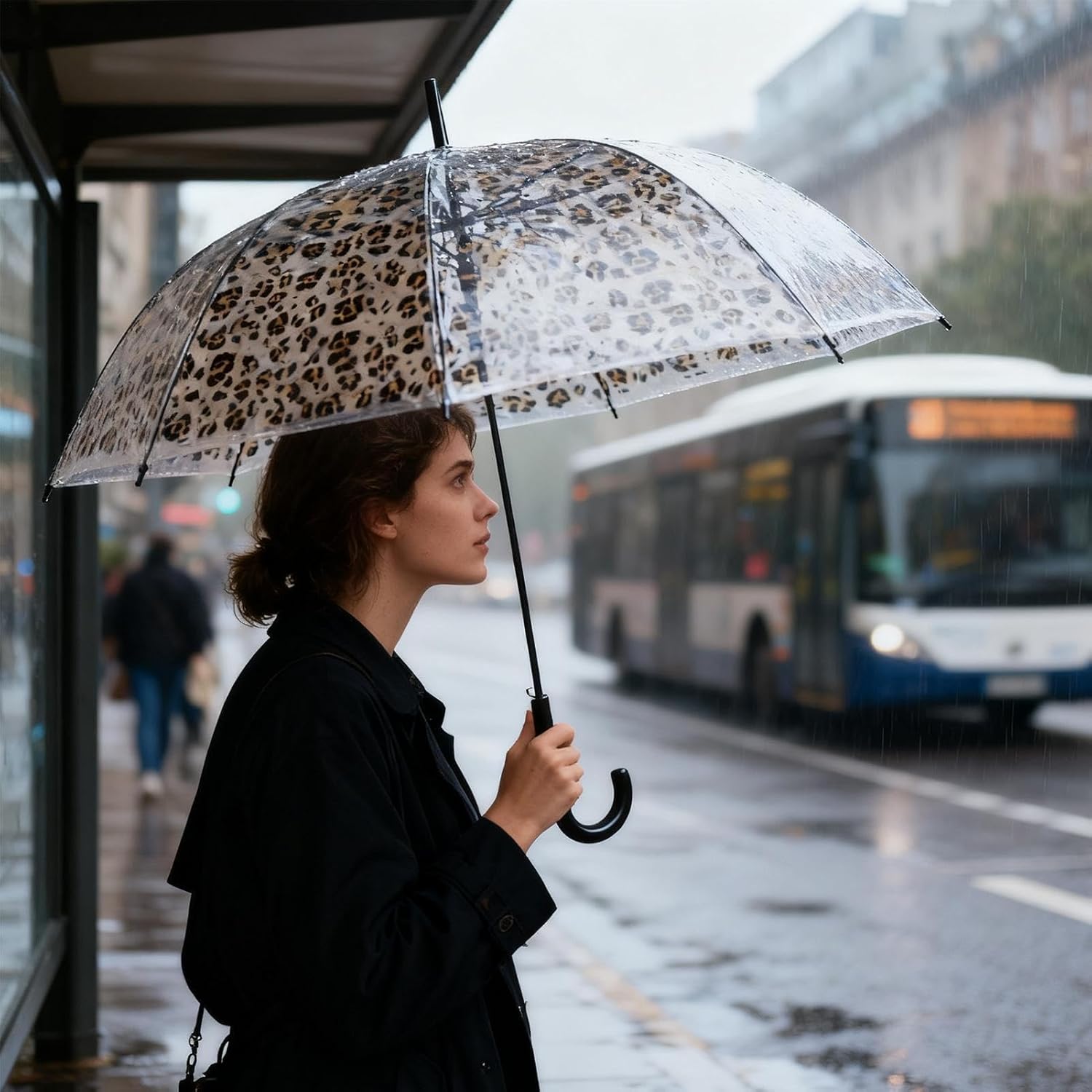 Travel Umbrella – Automatic Open Dome Canopy For Easy One-Hand Use, Clear Windproof Bubble Stick Umbrella With Frame, Lightweight Rain Protection For Adult Men Women Boys Girls Walking