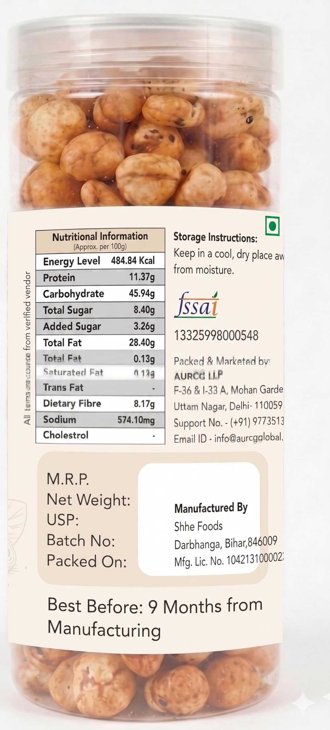 True-Purna Mix Masala Makhana 90 g | Roasted Fox Nuts Snack | Protein Rich Crunchy Lotus Seeds | Gluten Free Evening Snack | Jar Pack