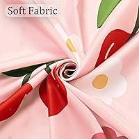 Vista 2 de Anybar Fabric Shower Curtain Cute Floral Cherry Curtains Waterproof Soft Polyester Bathroom Curtain- Decorative Washable Privacy Cloth Shower