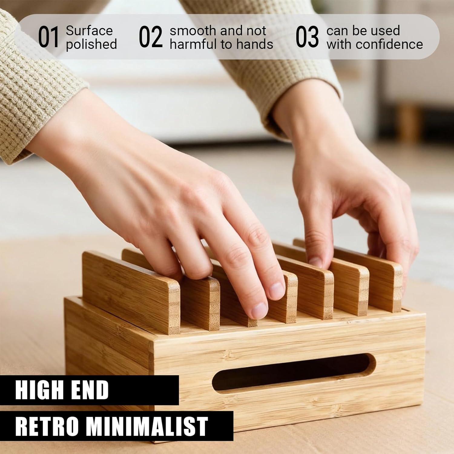 Charging Station Organizer, Charging Station for Multiple Devices, Wood Cell Phone Dock Portable Tablet Computer Organizer Storage Box