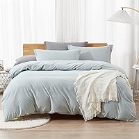 Vista 12 de Dreaming Wapiti Juego de funda de edredón tamaño King, de microfibra lavada, color terracota, color liso, suave y transpirable, con cierre