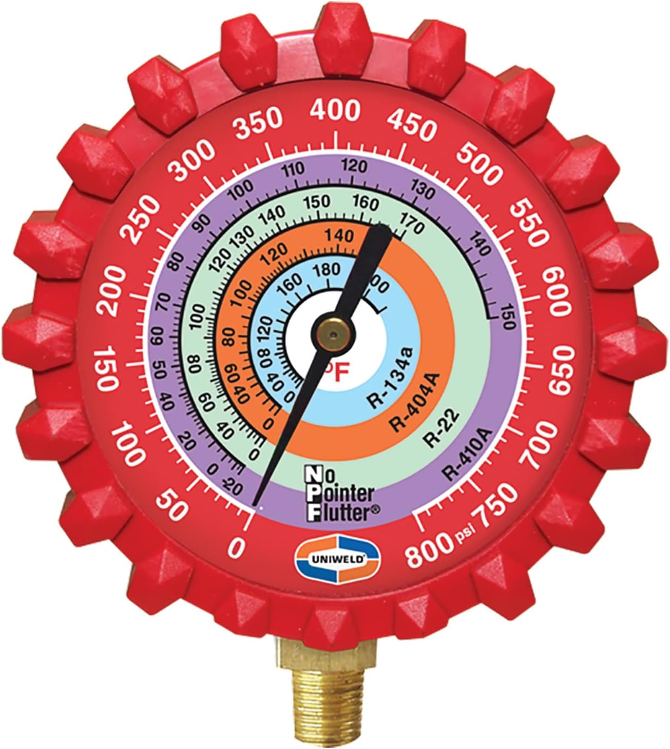 Refrigerant Gauge, Red, 3-1/4" L, 800 psi
