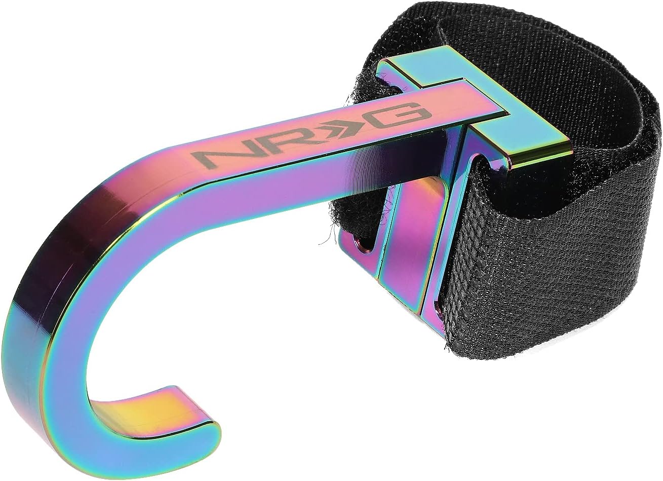 NRG Innovations STR-100MC Steering Wheel Hook CNC Aluminum Neochrome Anodized Adjustable Nylon Strap Streeing Wheels Secured