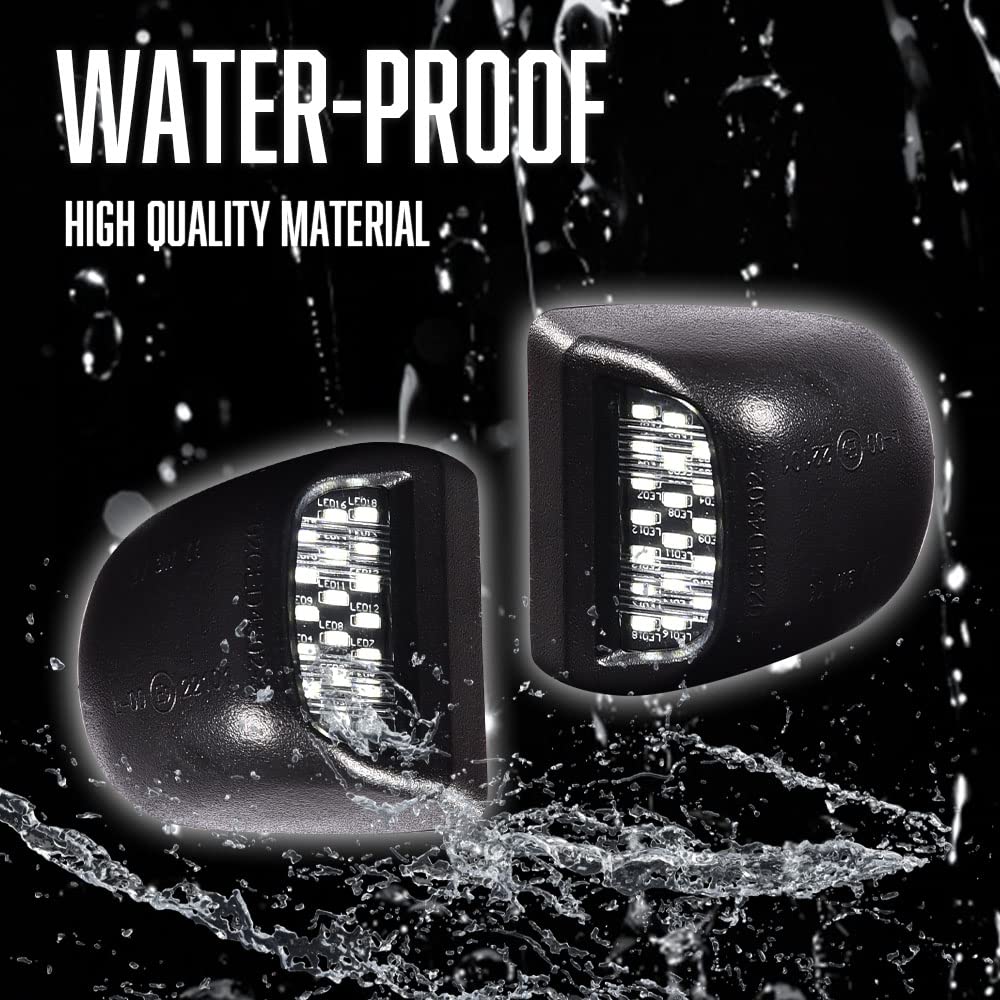 CNNELL LED License Plate Lights Assembly Compatible with 1999 2000 2001 2002 2003 2004 2005 2006 2007 2008 2009 2010 2011 2012 2013 GMC Sierra 1500 2500HD 3500HD Housing(Black)