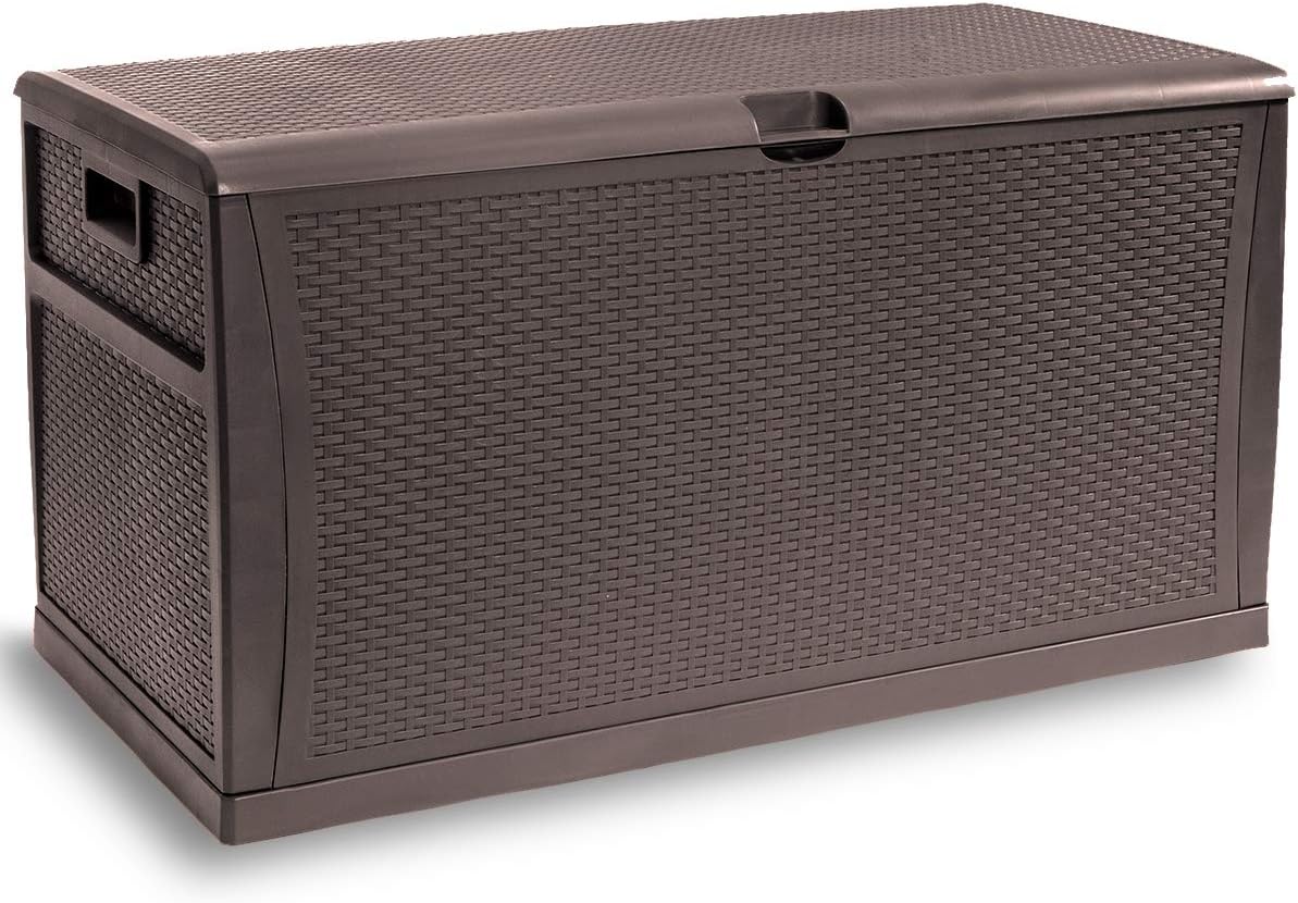 BartonDeck Box 120 Gallon Outdoor Patio Storage Bench Shed Cabinet Container Furniture Pools Yard Tools Porch Backyard