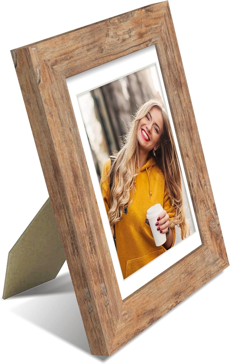 iRahmen 4x6 Picture Frame Set of 2, Wood Rustic Brown Frame with High Definition Glass, Display Pictures 3.5x5 with Mat or 4 x 6 without Mat for Tabletop Display and Wall Mounting - Image 3