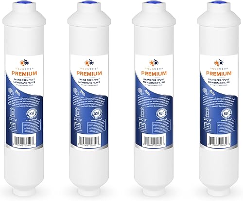 Aquaboon Paquete de 4 cartuchos de filtro de agua de pulido de carbón activado granular (GAC) transparente de coco T33 en línea para sistema de