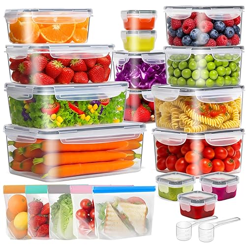 ComSaf Food Storage Containers Set with Airtight Lids,Plastic Food Containers for Kitchen Storage and Organization, Leak Proof Meal Prep Container,Reusable Lunch Storage Set